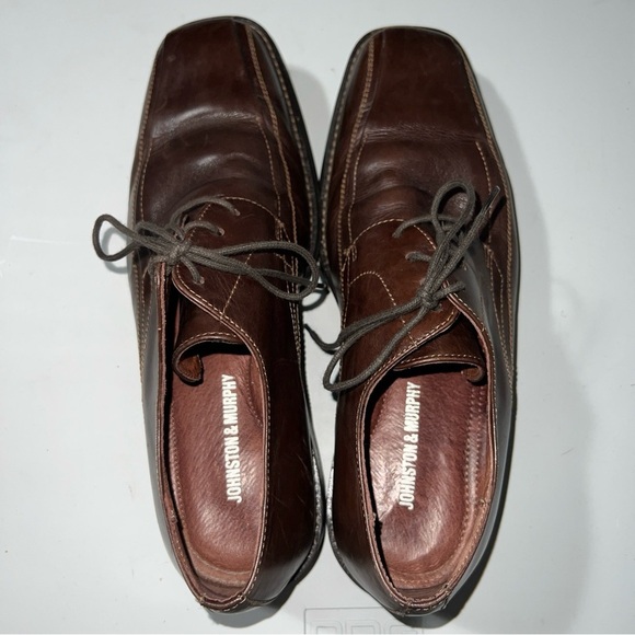 Johnston & Murphy Mens Oxfords Brown Square Toe Dress Shoes 8.5M - Picture 10 of 11
